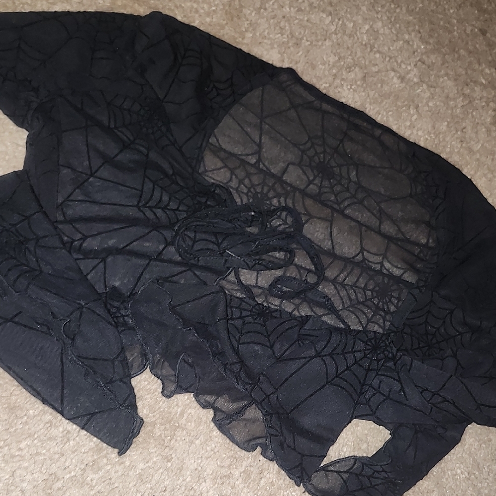 Black Spider Web Lace Top